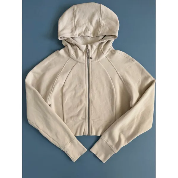 Lululemon Scuba Full Zip Cropped Hoodie Bone Off White Jacket‎ - Image 3