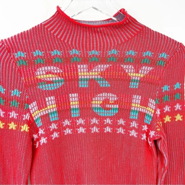 NEW Urban Outfitters‎ BDG Sky High Fair Isle Ribbed Sweater Women's XS Red - Image 4