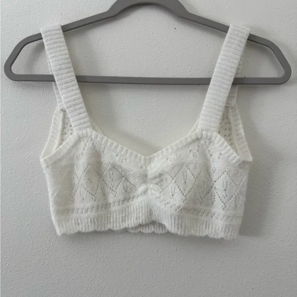 Revolve For Love & Lemons Coquette Open Knit Blanca Crochet Crop Top size small - Image 6