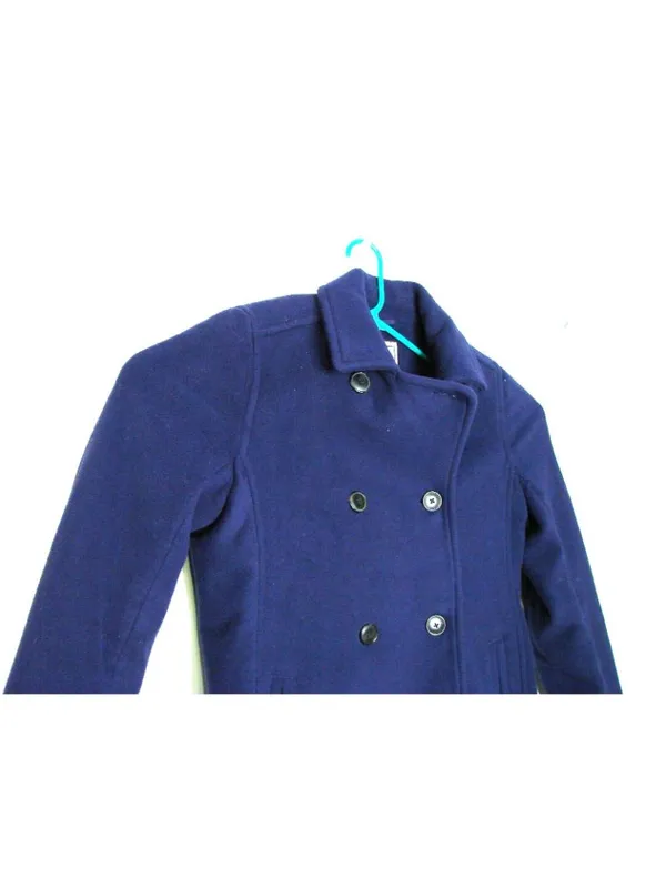 L.L. LL Bean Periwinkle Fleece Double Breasted Pea Coat Women Medium Winter Coat - Image 3
