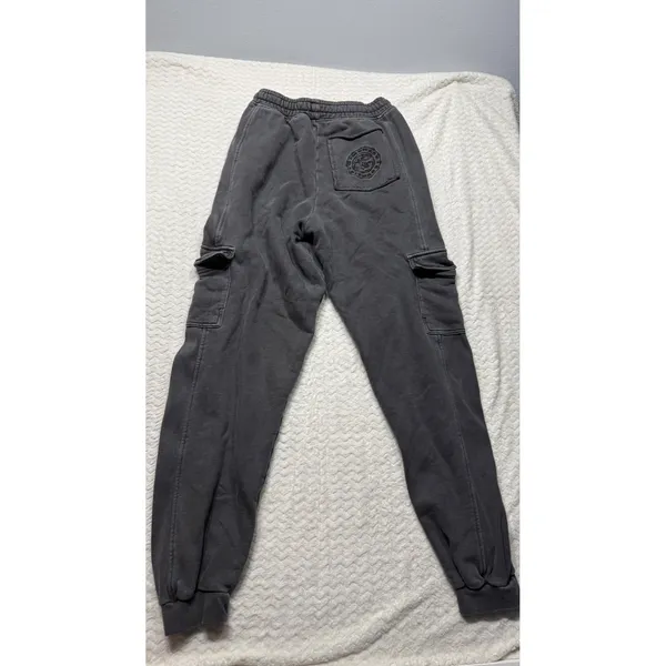 Gymshark Heritage Cargo Joggers Washed Grey Embroidered Crest Sweatpants XS - Image 2