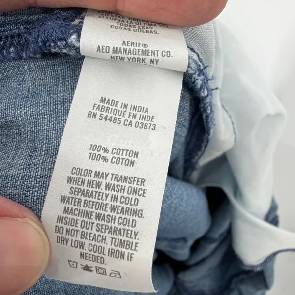 Aerie L Chambray Denim Wide Leg Jumpsuit Overalls Coastal Boho Pockets - Image 7