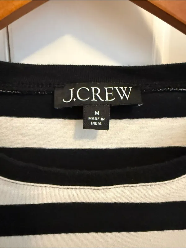 J.Crew Vintage jersey puff-sleeve T-shirt in stripe Size Medium - Image 3