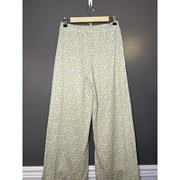 Gilly Hicks Pajama Pants Womens Medium White Floral Jersey Lounge Sleep Cozy - Image 4