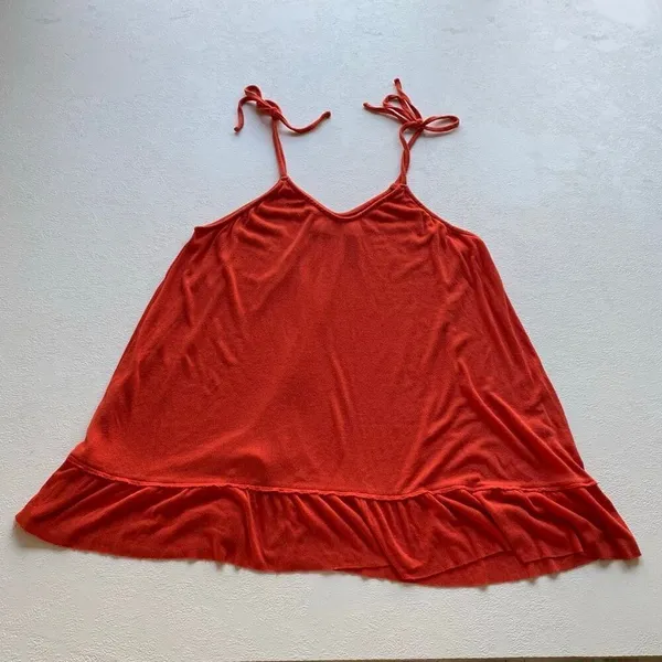 FP Beach Free People Red Tie Strap Swing Tunic Tank Top Medium - Image 2
