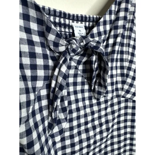 Old Navy Flowy Blue & White Gingham Twist-Front Cami Top XL- Cottagecore Girly - Image 2