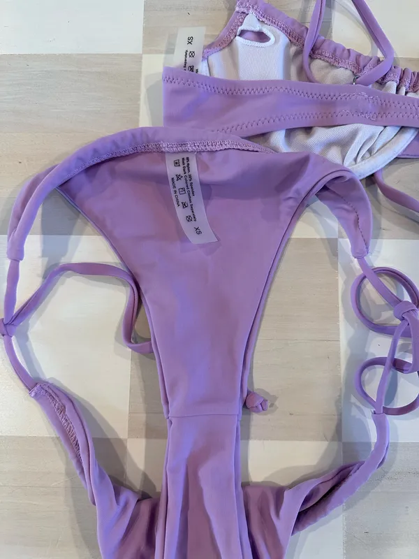 lavender purple ruched balconette bikini set Size XS - Image 6