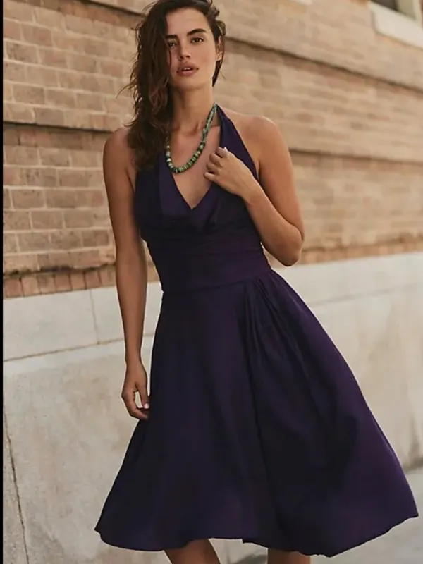 NWOT Free People Jayna midi dress halter Free-est Linen blend Dusty Plum M - Image 4
