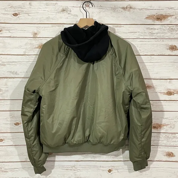 Aeropostale Hooded Bomber Jacket - Green - Large - Image 15