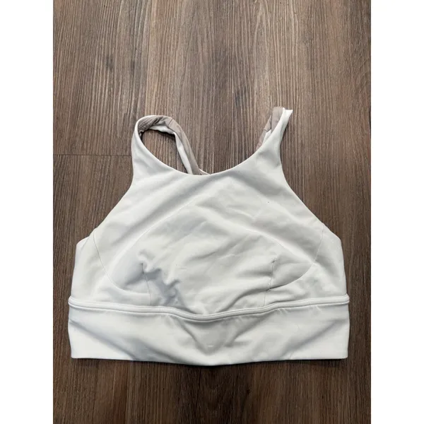 Lululemon Energy Bra High‎ Neck Longline White Size 10 Racerback Sports Bra - Image 4
