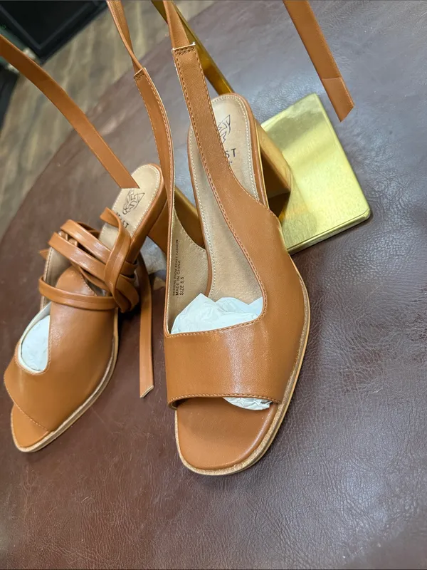 Women’s Tan Leather Lace-Up Sandals - Image 2