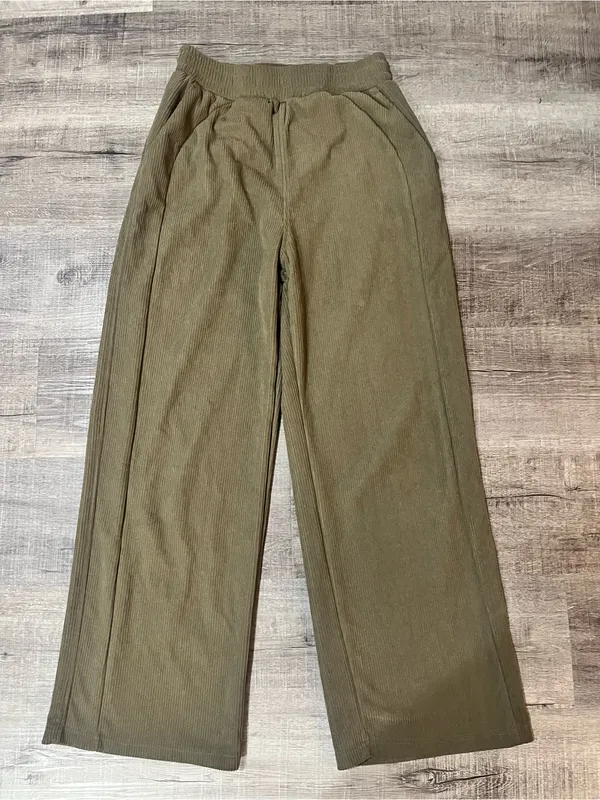 HALARA High Waisted Pocket Straight Leg Baggy Mop Corduroy Pants - Sea Turtle - Image 4
