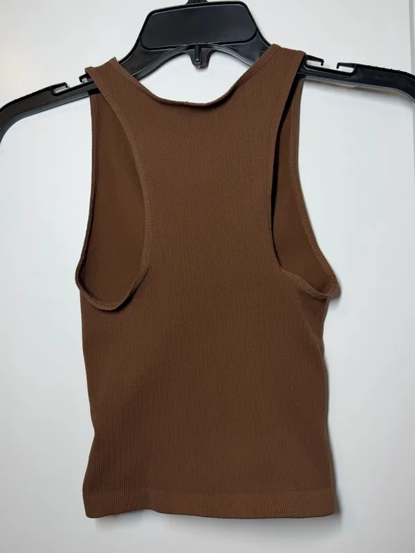 Intimately Free People Sleeveless Ruched V-Neck Crop Tank Top Brown - Image 4