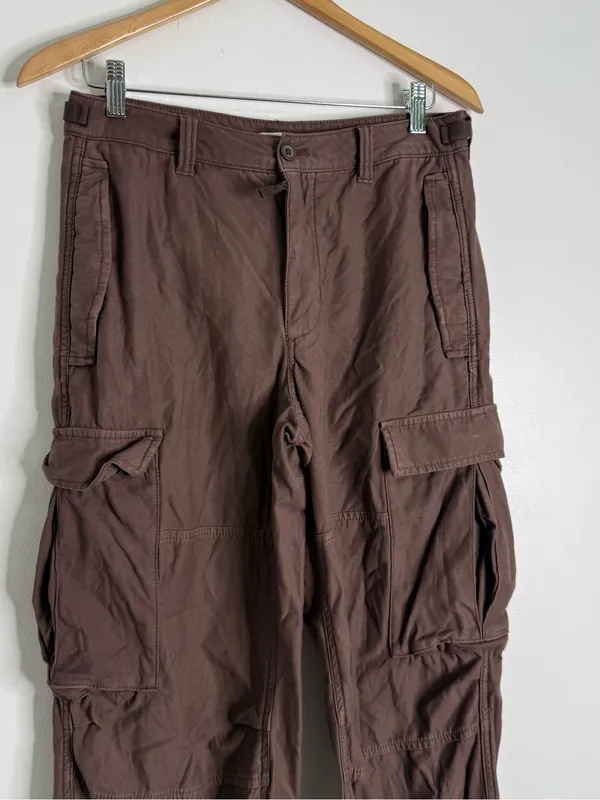 Aritzia Tna Cotton Cargo Pants Brown Utility Parachute Joggers Size 6 - Image 5