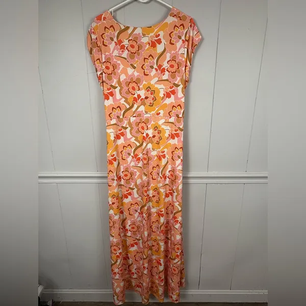 NWT AFRM Anthropologie Lizette Coral Floral Cutout Slinky Maxi Dress 2X Boho - Image 8