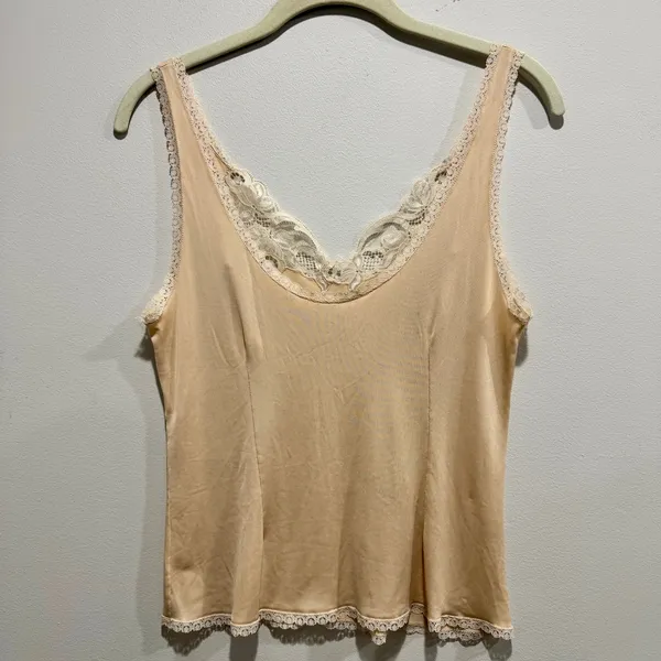Vintage Perma-Lift Satin Lace Camisole Champagne Medium - Image 5