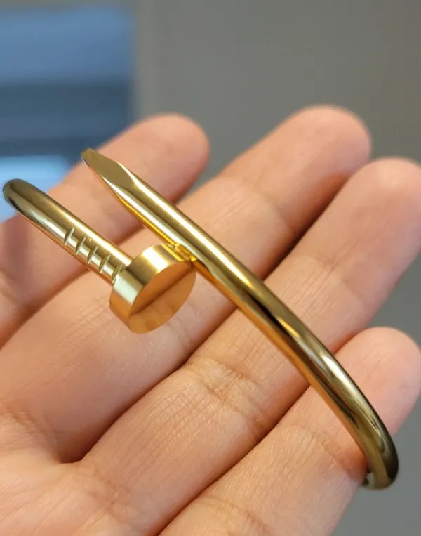 18K Gold Plated Elegant Gold Bangle Bracelet Diamond Nail - Image 3
