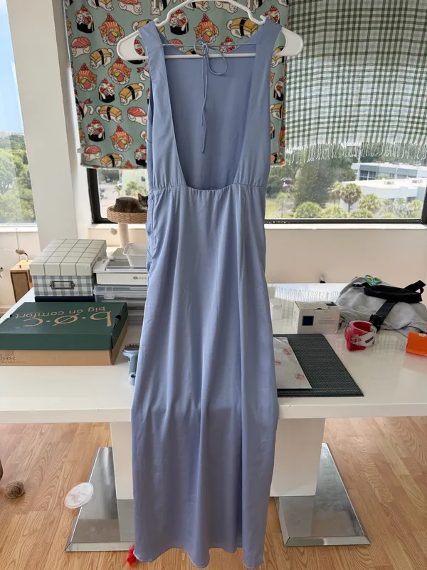 Abercrombie and Fitch Pale Blue Sleveless Maxi Dress with Knot Detail - Image 4