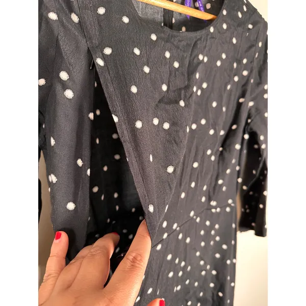 Seraphine Minnie Maternity Dress Womens 4‎ Black Polka Dot Nursing Friendly - Image 3