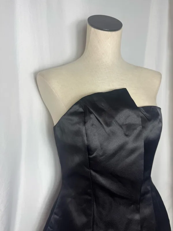 Commence Black Satin gothic Formal elegant Strapless Short Dress Minimalist M - Image 3