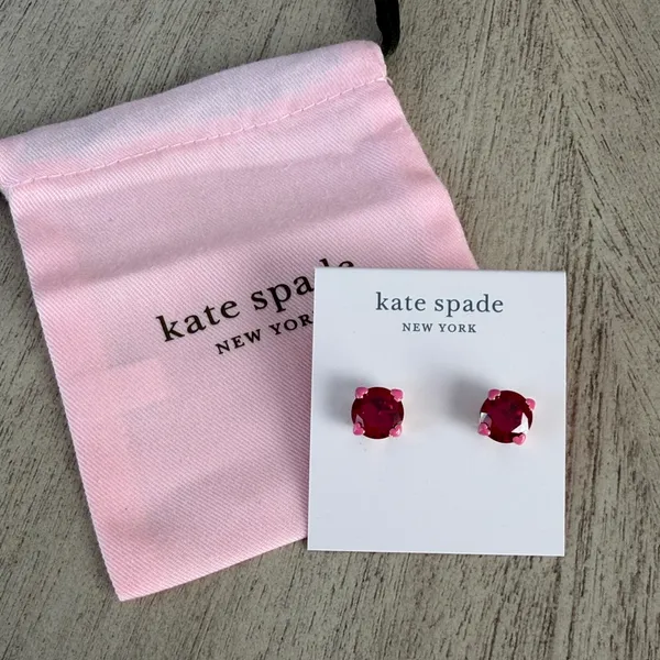 Kate Spade Rise and Shine Ruby Heart Prong Stud Earrings NWT - Image 2