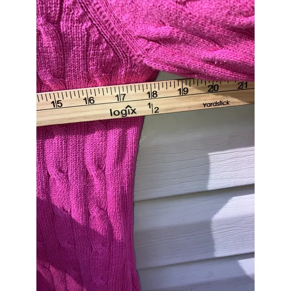 Polo Jeans Co‎ Ralph Lauren Sweater Womens M Medium Pink Cable Knit - Image 5