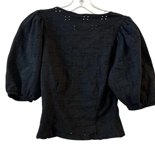 H&M Women's XS Black Puff Sleeve Blouse‎ - Image 4