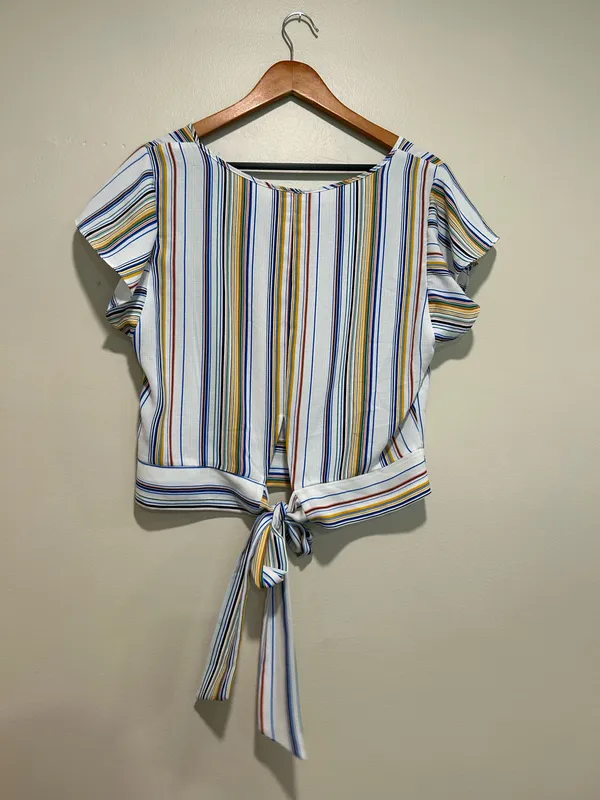 Semi cropped striped top Blue Size L - Image 5