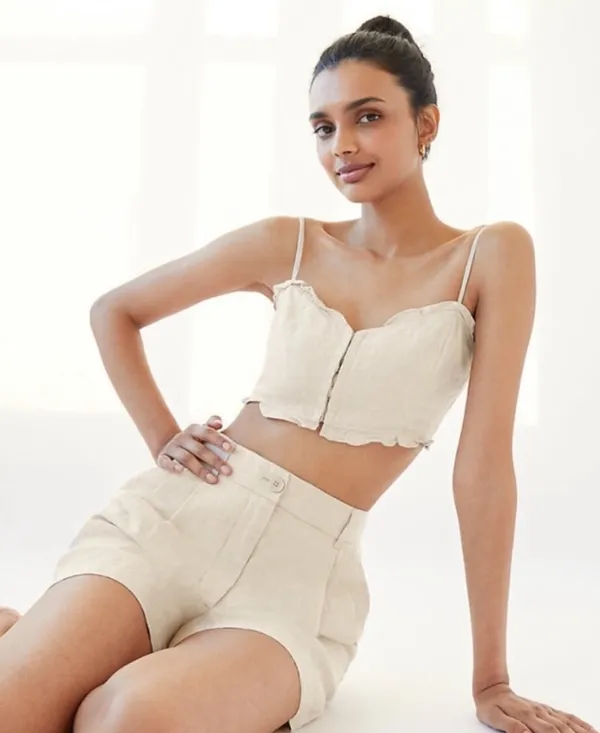 Aritzia NWT chariot organic tailored look linen shorts white 2 - Image 3