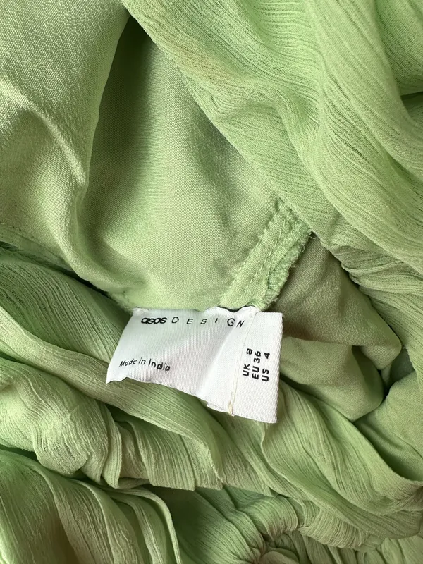 NWT ASOS light green full length plunge dress with cross over back detail US size 4 - Image 4