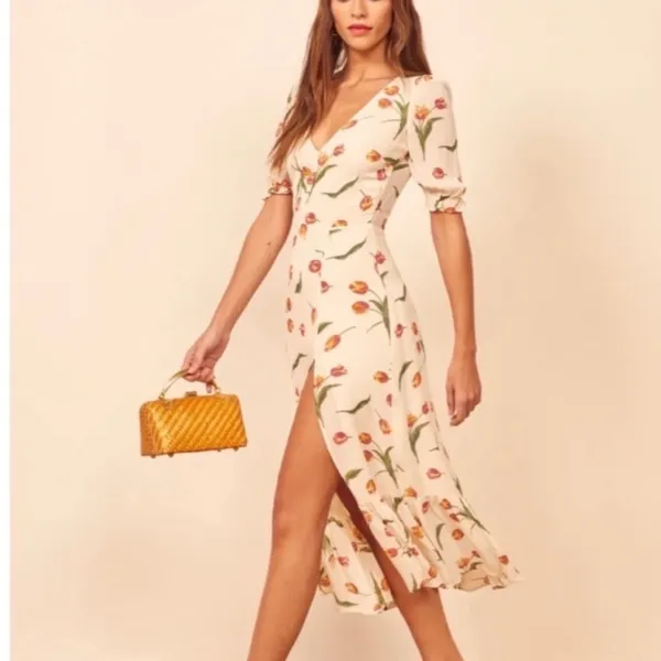 REFORMATION Nantes Dress in the Bianca Tulip Print Midi Size‎ 10 - Image 2
