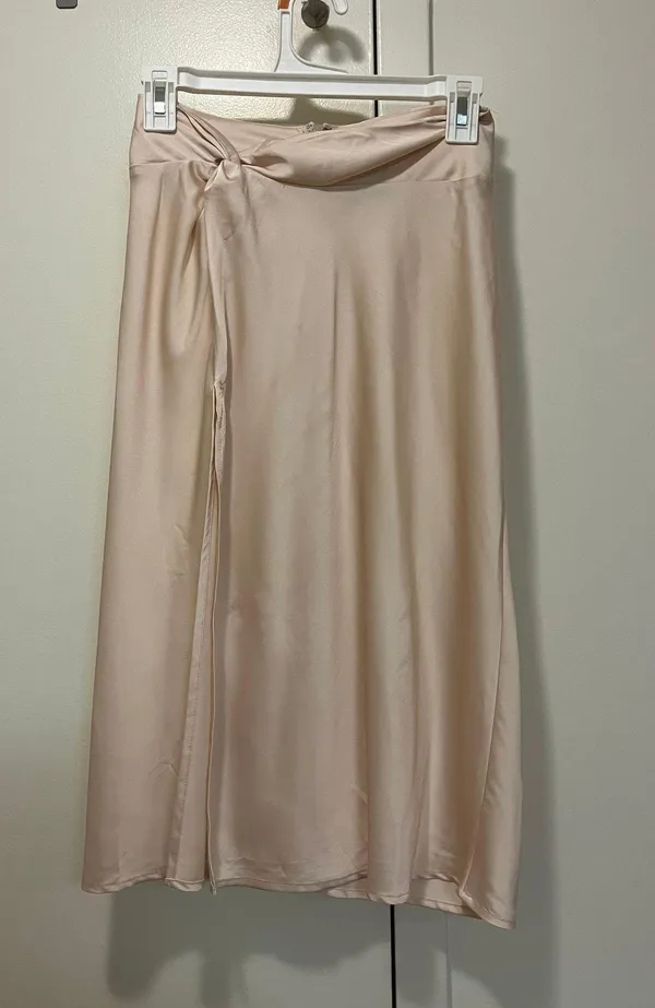 Satin Skirt With Slit - Image 2