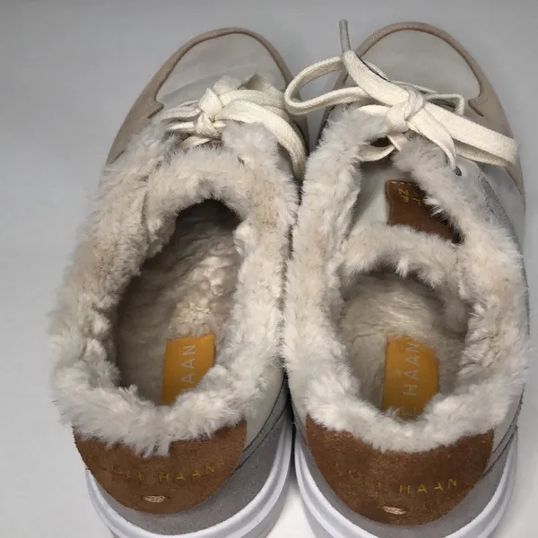 Cole Haan grand women's size 7.5 W27400 tan‎ brown grey with faux fur lining - Image 5