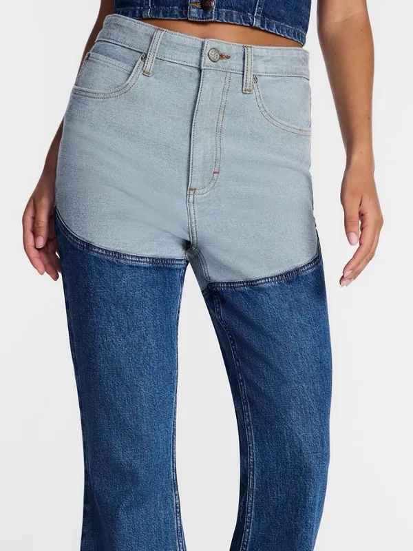 LEE Denim Chaps Jeans Two Tone Light Wash Dark Wash Butt Enhancing Stretch 0 NWT - Image 2