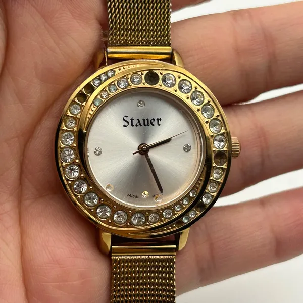 Stauer Gold-tone Swirling Stunner Crystal Bezel Women's Watch Working - Image 4