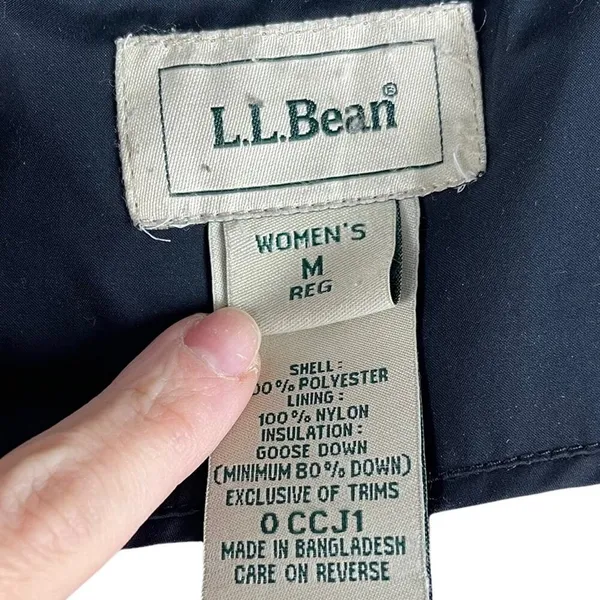 LL Bean Black and Pink Puffer Feather Down Puffer Full Zip Ski Winter Jacket M - Image 11