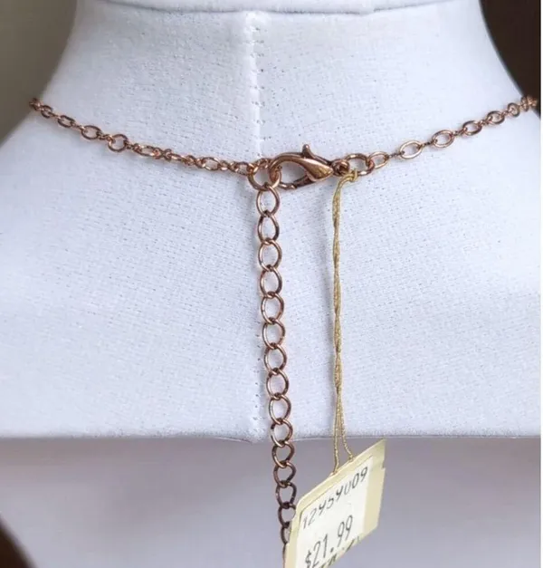 Betsey Johnson Copper Vintage Floral Medallion Necklace 18" - Image 4