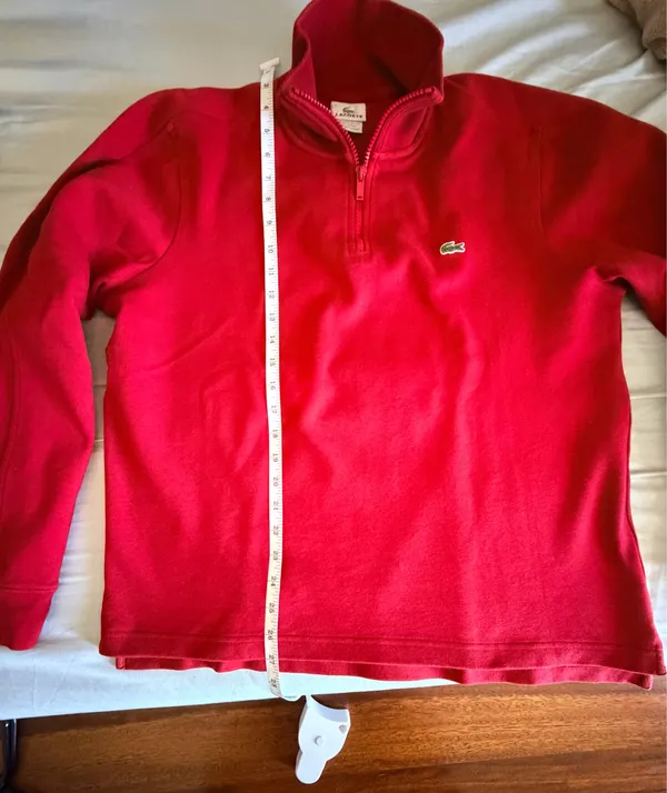 Lacoste Men's Red 1/4 Zip Cotton Interlock Pullover Sweatshirt - Image 2