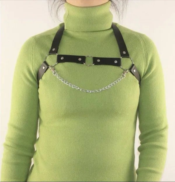 Black Harness Belt Overbust Chain O Rings New - Image 6