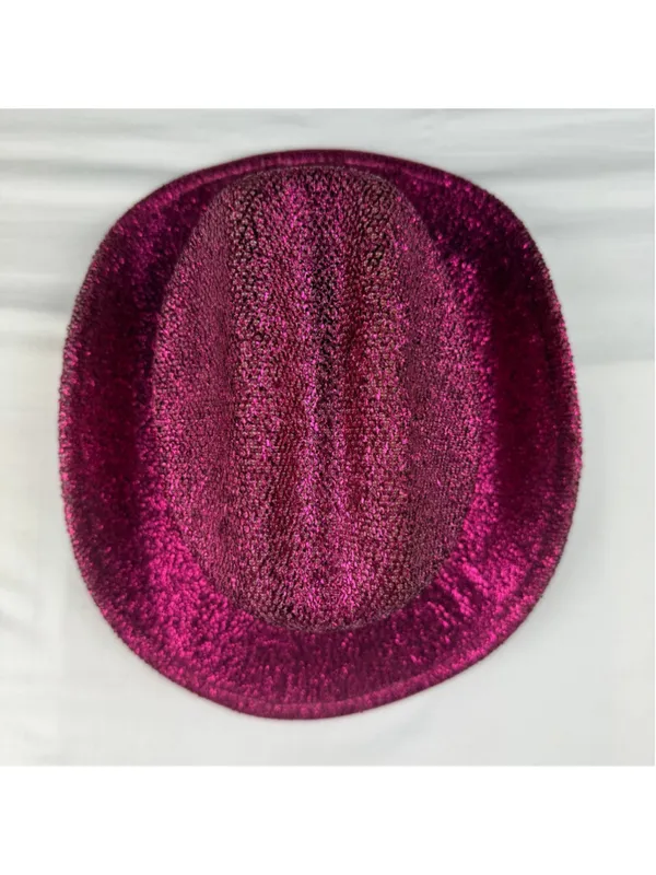 Pink Glitter Cowboy Hat Sparkly Metallic Western Costume Party Cosplay Festival - Image 2