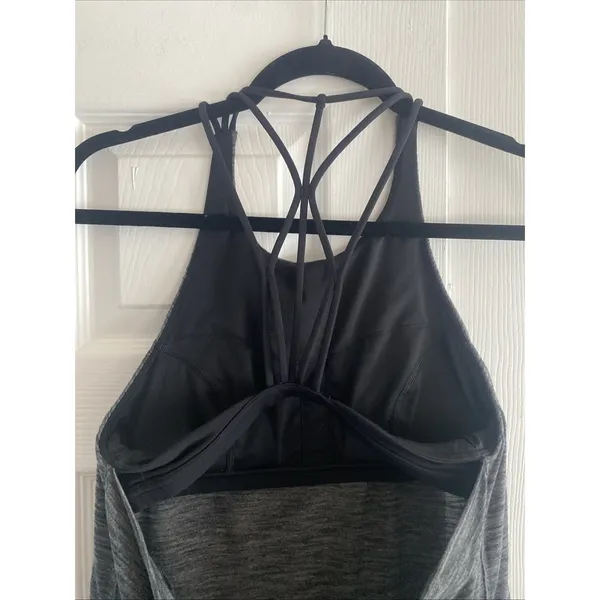 Lululemon Wild Tank Top Womens Size 6 Gray Strappy Open Back‎ Built In Bra Yoga - Image 3