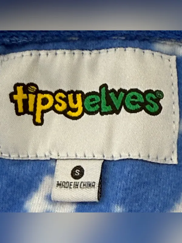 Tipsy Elves Womens Blue Hanukkah Jumpsuit Small Holiday Menorah Whimsy Cozy Fun - Image 10