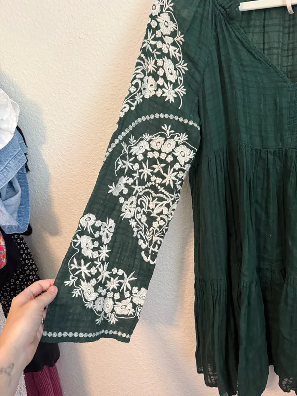 Free People Emerald City Embroidered Sleeve Dress - Image 7