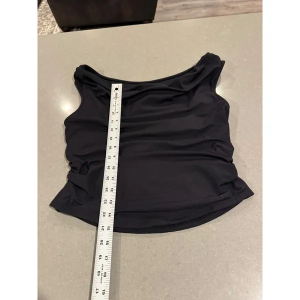 Anthropologie Ruched‎ Cowl Neck Sleeveless Tank Top Black Women's Size M - Image 2