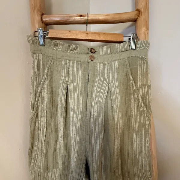 Free People Semi Sweet Cropped Pants in Sage Combo Super High Rise Small - Image 6