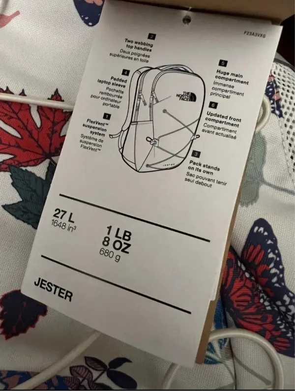 The North Face Women's Jester Backpack Gardenia White Butterfly Print New - Image 3