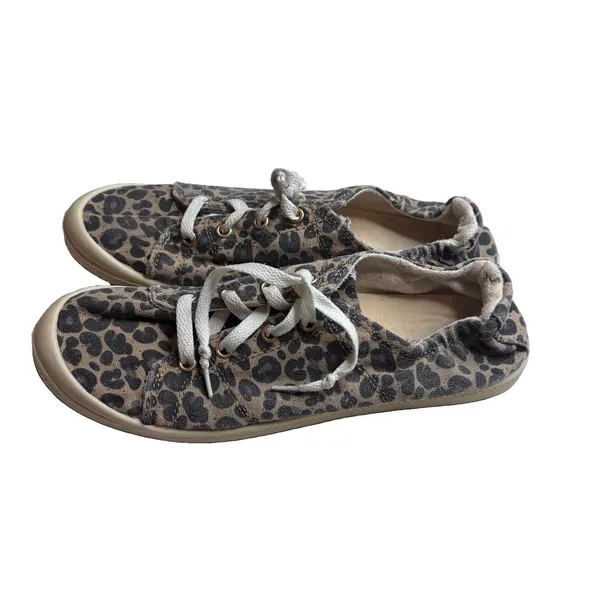 Time and Tru Leopard Slip on Sneakers Lace Up Elastic Heel Size 10 Womens - Image 2