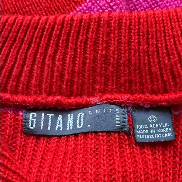 Vibrant Red and Pink Striped Women's Turtleneck Sweater - Image 6