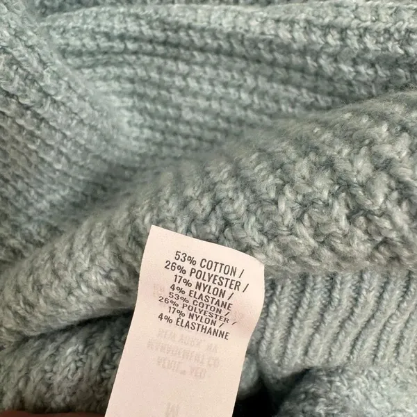 Aerie Light Blue Cozy Up Waffle Knit Hooded Sweater Oversized Medium - Image 5