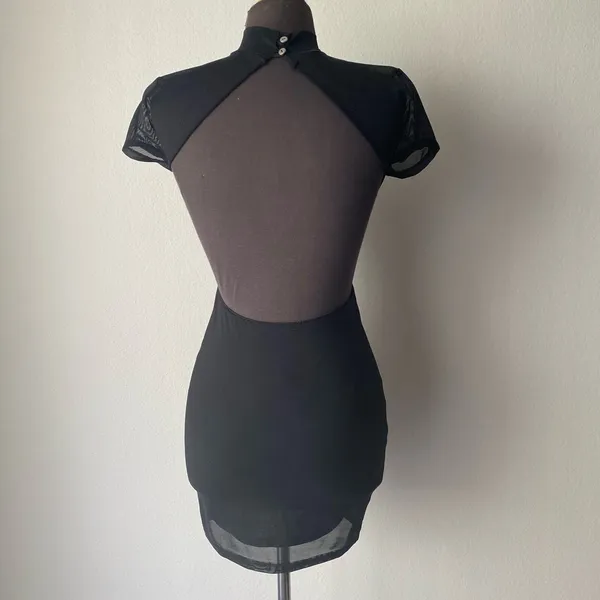 Lucy in‎ the Sky Black Mesh Sheer Turtleneck Bodycon Mini Dress sz S Whimsigoth - Image 3